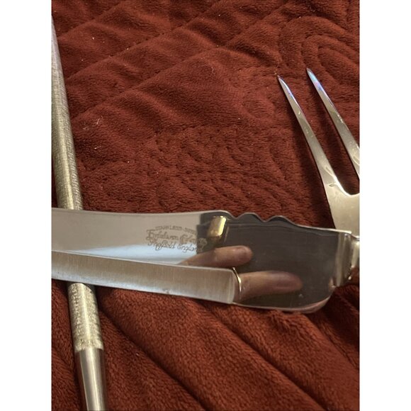 Vintage Bakelite‎ Englishtown Cutlery Carving Set Stag Handle Sheffield England
